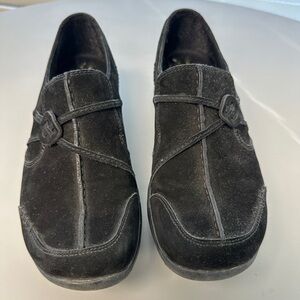 Clarks Black Suede Slip-On Sneakers